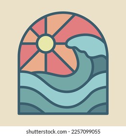 Good wave and sunset graphic illustration vector art t-shirt design