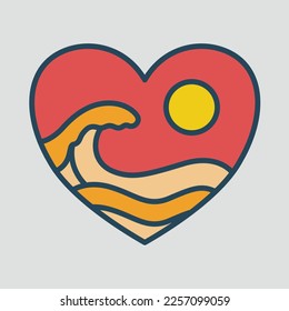 Good wave and sunset graphic illustration vector art t-shirt design