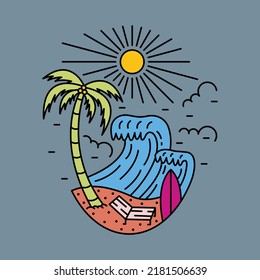 Good wave for surf in summer graphic illustration vector art t-shirt design