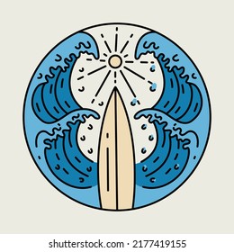 Good wave for surfing graphic illustration vector art t-shirt design