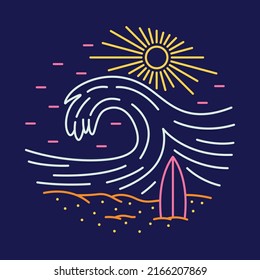 Good waves on summer graphic illustration vector art t-shirt design