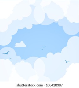 Good weather background. Blue sky with clouds