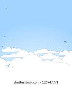 Good weather background. Blue sky with clouds
