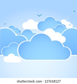 Good weather background. Blue sky with clouds