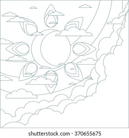 Good weather background. Blue sky with clouds. Vector