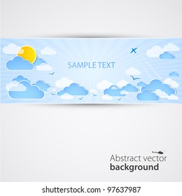 Good weather background. Blue sky with clouds. Vector