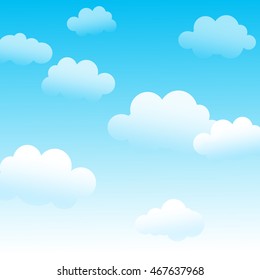 Good weather, clear sky. Vector background with clouds in the sky