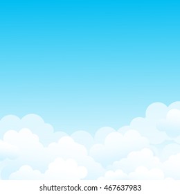 Good weather, clear sky. Vector background with clouds in the sky