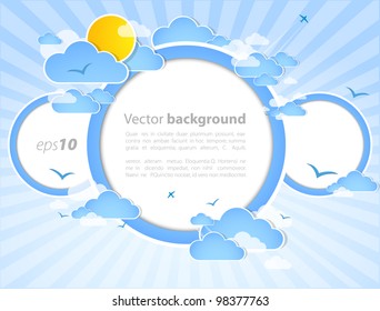 El buen tiempo de fondo. Cielo azul con nubes. Vector