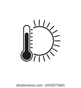 Good weather symbol. Sun and thermometer icon. Vector illustration. EPS 10.