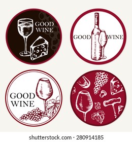Good wine. Retro card or flayer. Label of beer. Restaurant theme. Vector illustration.