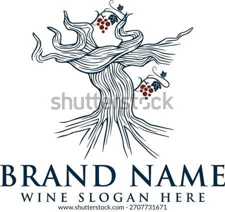 Good wine takes time. Branch with grape silhouette illustration isolated on white background, vector. Grape silhouette with leaves. Black and white minimalist art design. Fruit, healthy food