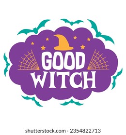 Good witch. Happy halloween lettering typography for Halloween greeting, invitation or poster