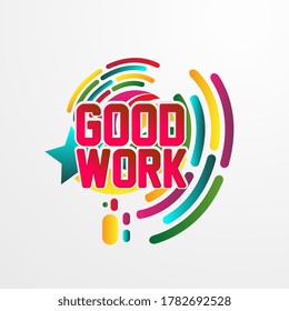 buen trabajo, bonito fondo de tarjeta de saludo o banner con tema estrella. ilustración vectorial