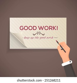 Good Work Lettering, Flat Style Pencil and Notebook Write Design
