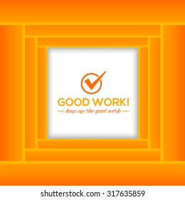 Good Work Lettering, Orange and Yellow Colors Square Frames Background