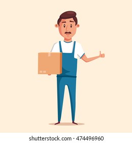 Good worker in uniform. Cartoon vector illustration. 