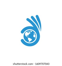 Good world logo template. world inside the good icon.