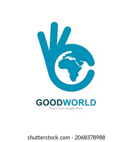 Good world logo vector template. Suitable for world or earth sign and hand symbol