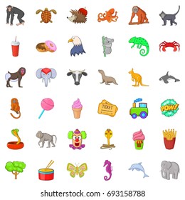 Good zoo icons set. Cartoon style of 36 good zoo vector icons for web isolated on white background