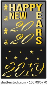 Goodbye in 2019 and welcome to 2020!
Happy new years 2020! Elegant gold text and Minimalist template.
