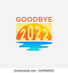 Goodbye 2022 logo design in sunset style