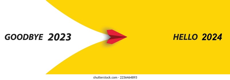 goodbye 2023 hello 2024 flying red airplane.year plan idea concept.Business leader,personality development idea concept