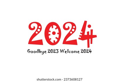 adios 2023 bienvenidos 2024 imágenes hd fondo de pantalla camiseta tipografía caligráfica mejor feliz año nuevo 2024 fuentes para niños