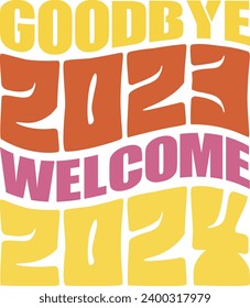 Goodbye 2023 WELCOME 2024 T Shirt, Merry Christmas Happy New Year 2024 , Family Party Shirt
 svg