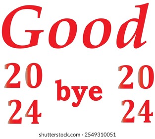 Goodbye 2024 in design and white colour background in design 