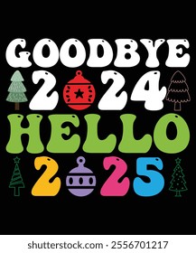 Goodbye 2024 Hello 2025 Buffalo Plate, Happy New Year 2025, Merry Christmas, kids great family apparel, years Eve Parties Cool funny, Year confetti graphic design, Year Eve nye small gift idea, family