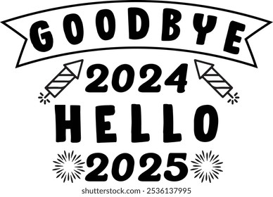 goodbye 2024 hello 2025 vector illustration