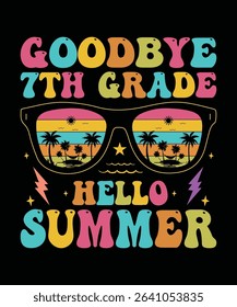 goodbye 7th grade hello summer, summer t shirt design print 