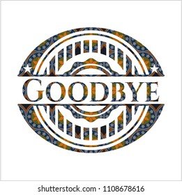 Goodbye arabesque style emblem. arabic decoration.