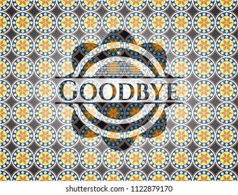 Goodbye arabic emblem background. Arabesque decoration.