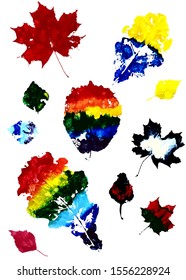 goodbye autumn banner, color print of autumn leaves
