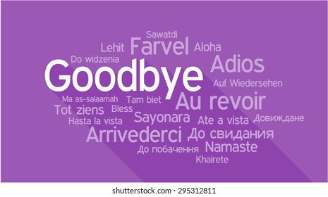 GOODBYE in different languages, words collage vector illustration.