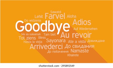 GOODBYE in different languages, words collage vector illustration.