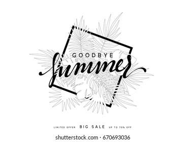 Goodbye Summer banner tropical background. Summer season vector illustration