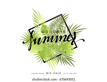 Goodbye Summer banner tropical background. Summer season vector illustration