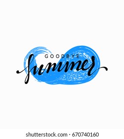 Goodbye summer, design blue water, sea wave with text. 