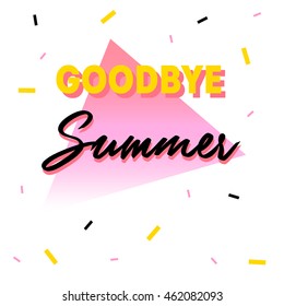 "Goodbye summer" gift card on abstract background with gradients.
