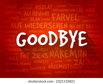 Goodbye word in different languages, word cloud concept for presentations and reports