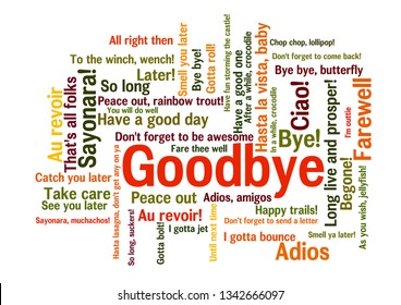 Adiós Word Tag Cloud, muestra palabras y frases como expresar sentimientos cuando se dice adiós, vector ESP10