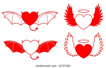 Good/evil heart - vector