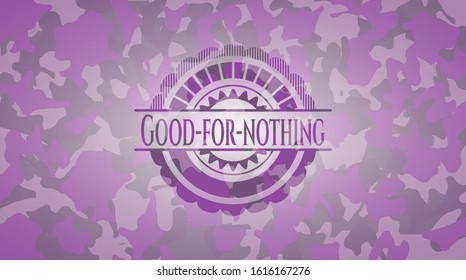 Good-for-nothing pink on camouflage pattern. Vector Illustration. Detailed.