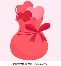 Goodie bag filled with heart with ribbon on valentines day-01