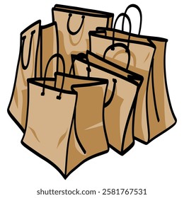 Goodie Bags Paper Shopping Bag Gift Vector Design Illustration