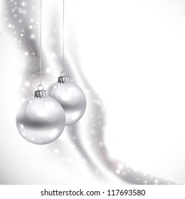 good-looking white Christmas background with two balls