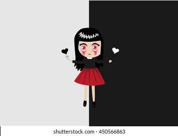 goodness and badness thing choice concept in girl cartoon vector
